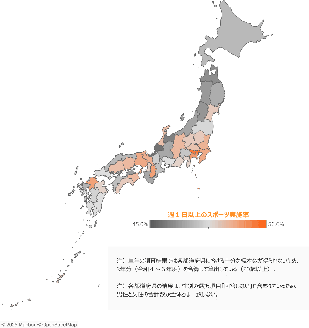 都道府県別のスポーツ実施状況