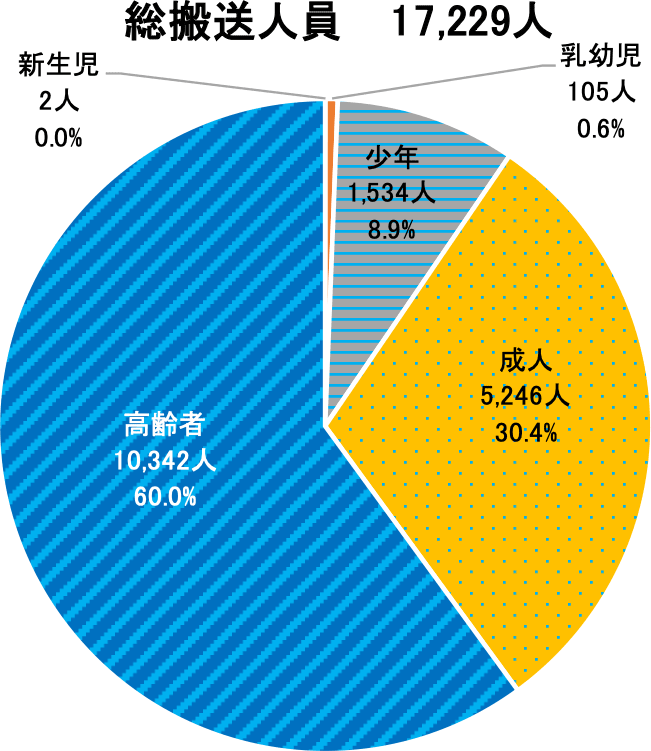 熱中症による救急搬送人員【年齢区分別（構成比）】
