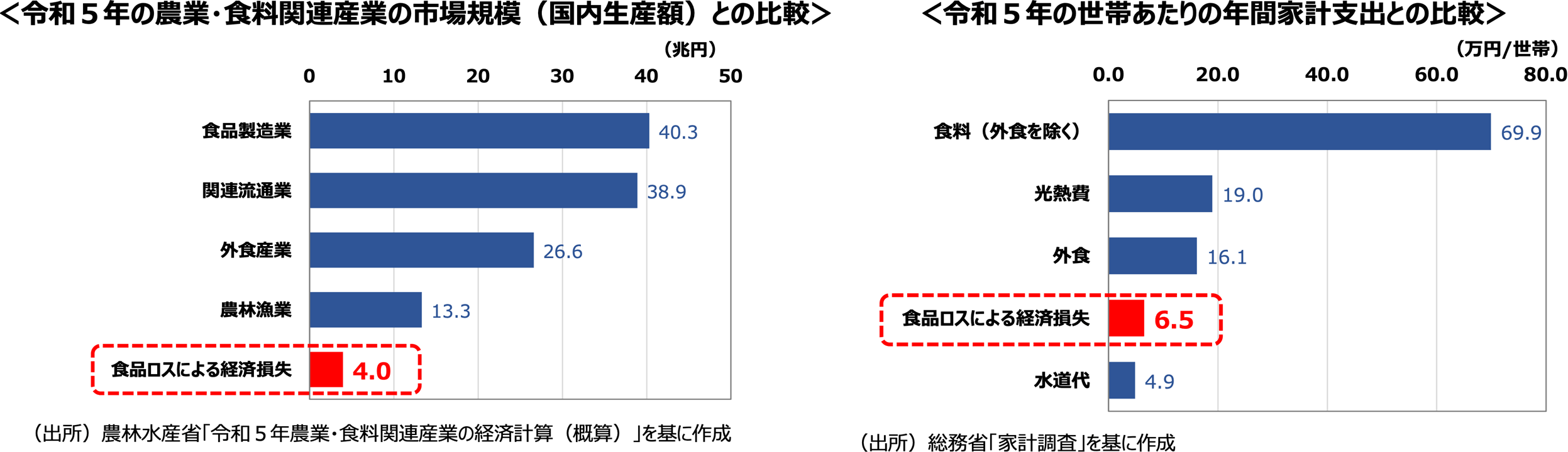 食品ロスによる経済損失の推計値の記載イメージ
